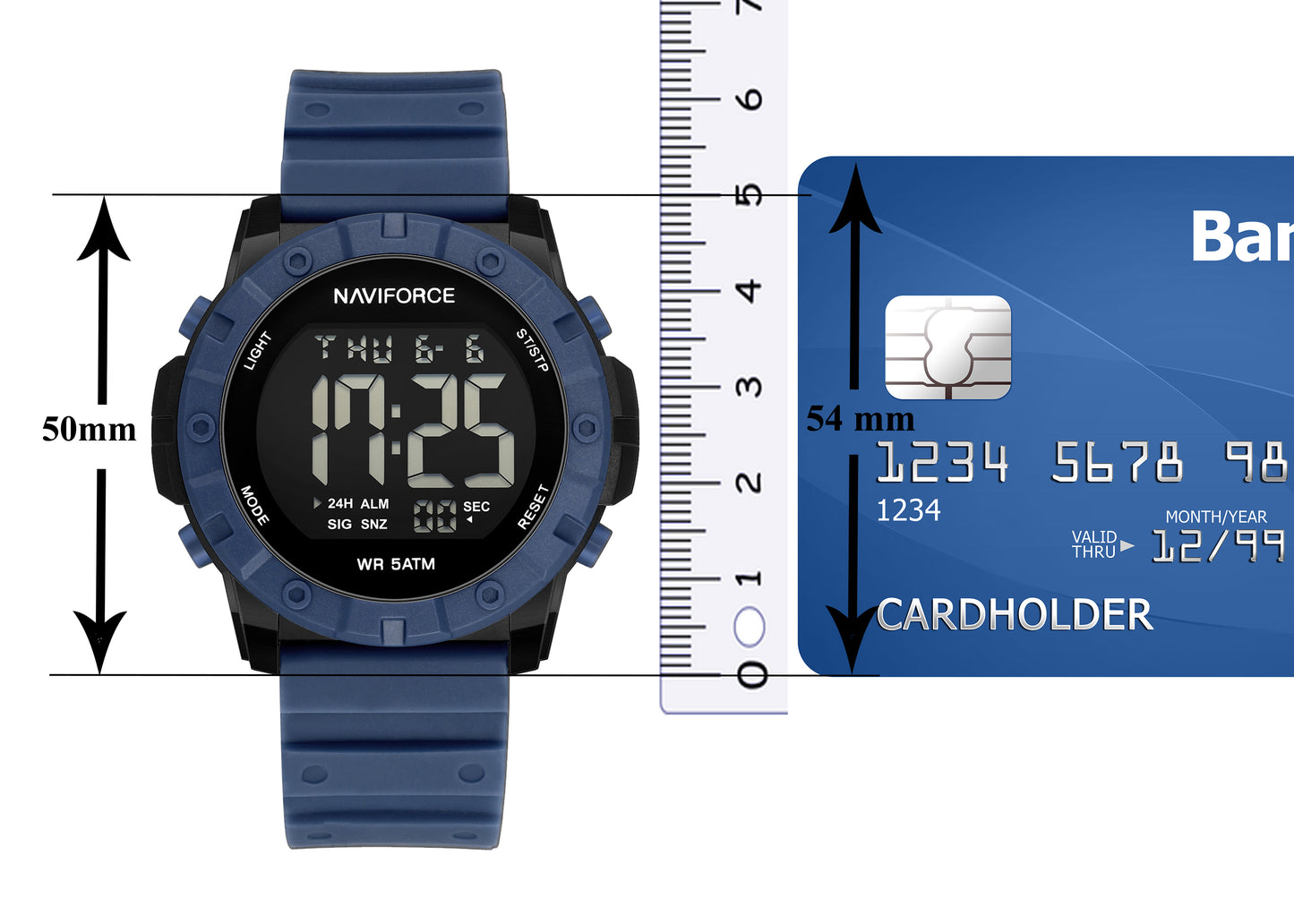 NF7110 Blue LCD Display Trendy Silicone Digital Watch