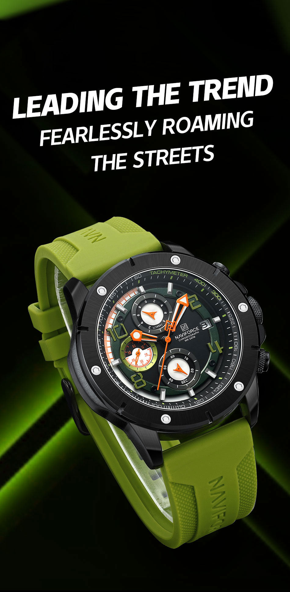 NF8034 Green sports looking attractive chronograph Analog Watch
