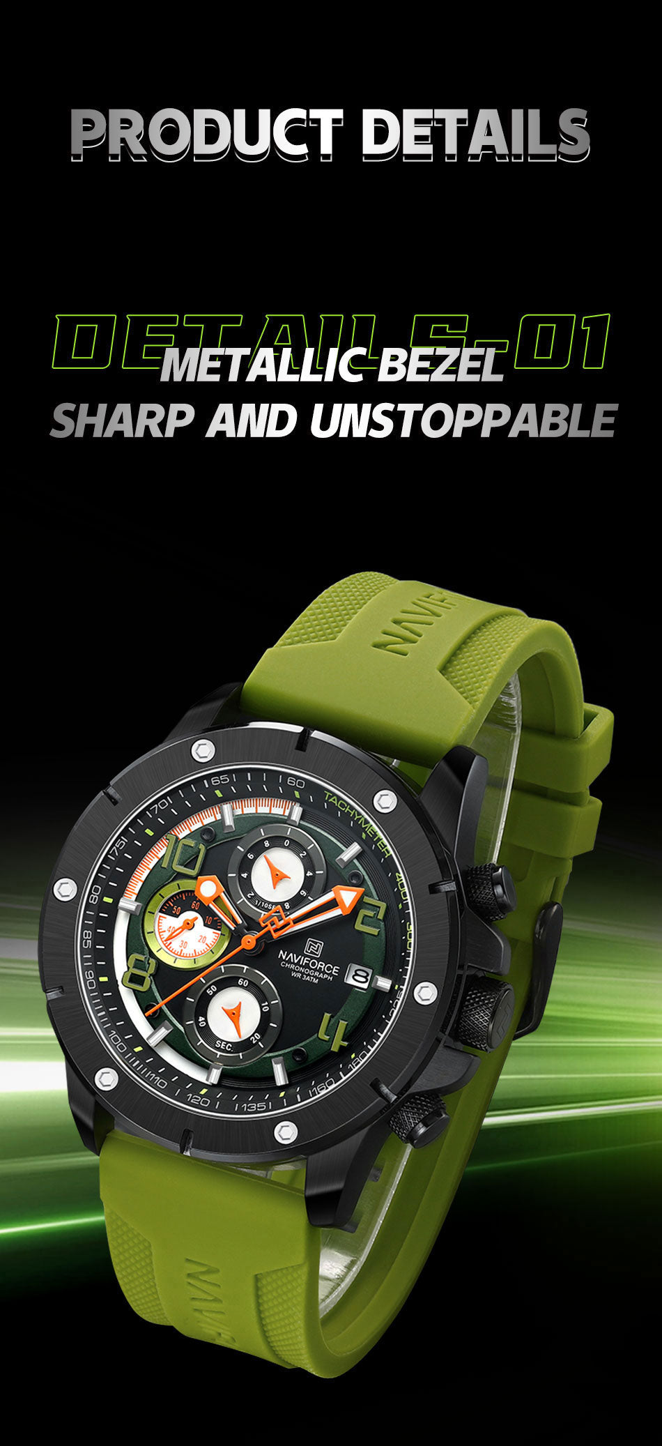 NF8034 Green sports looking attractive chronograph Analog Watch