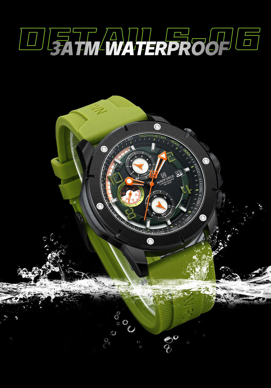 NF8034 Green sports looking attractive chronograph Analog Watch