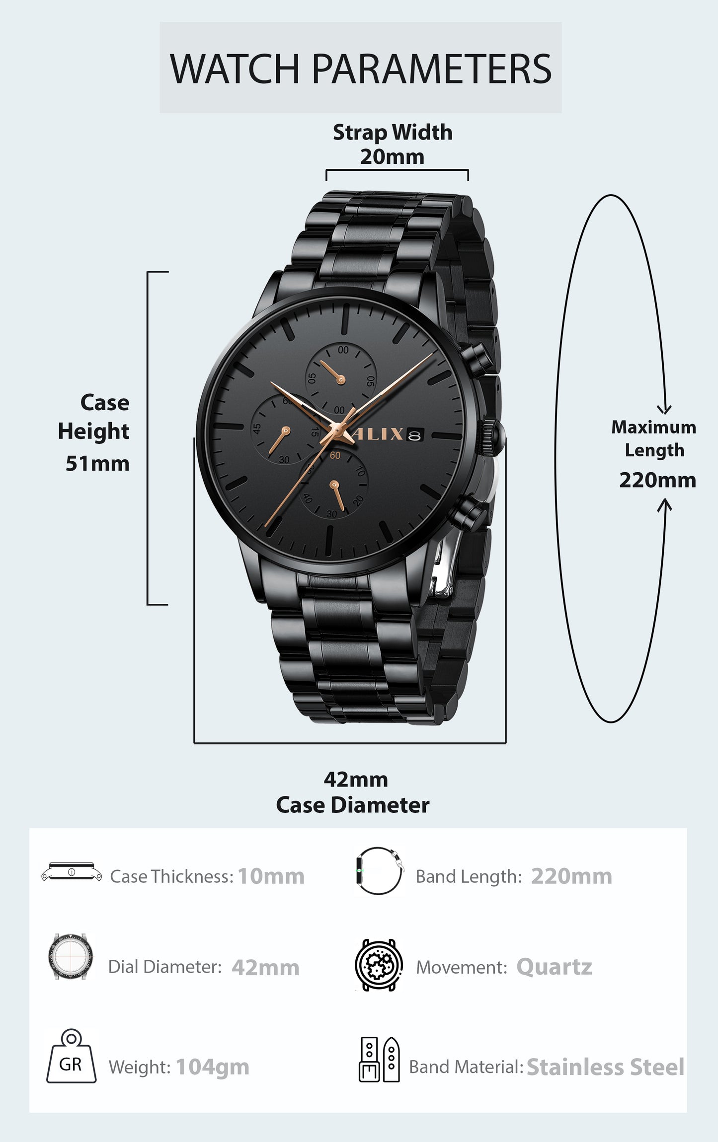 AL3017 chronograph date display Analog Watch
