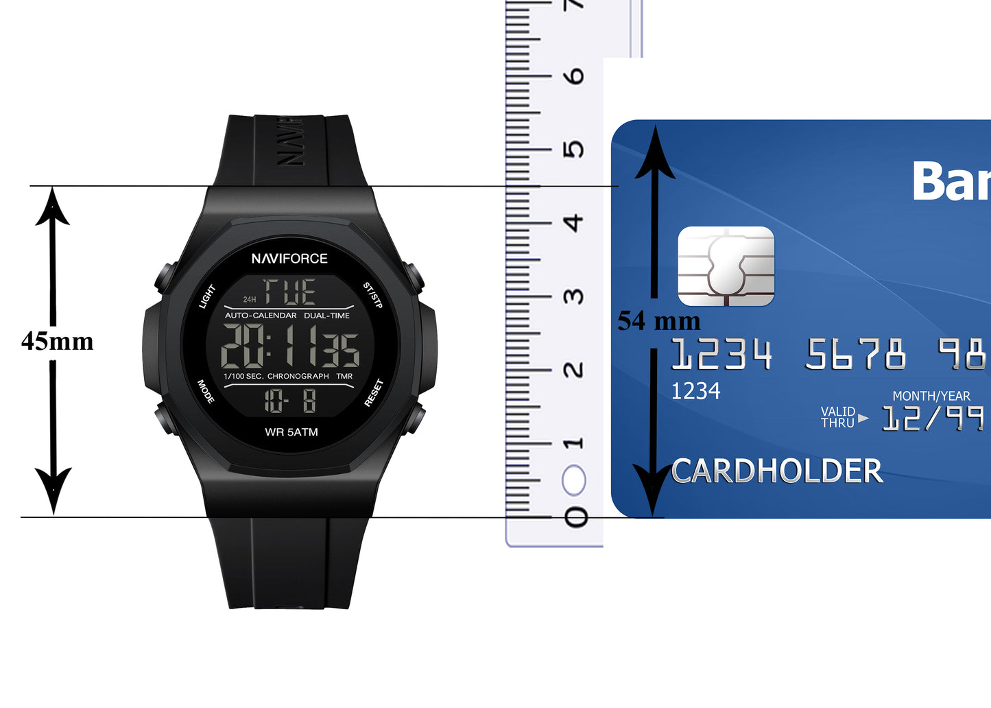 NF7117 Black Silicon Strap Digital Watch