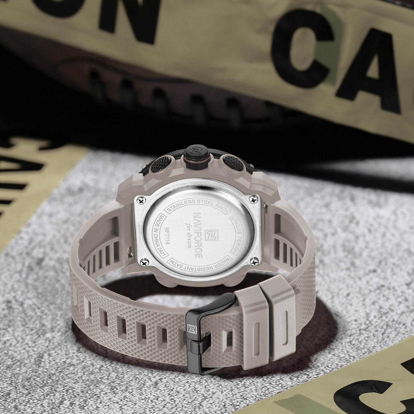 NF7114 Grey Dial Luminous night vision display Analog-Digital Watch