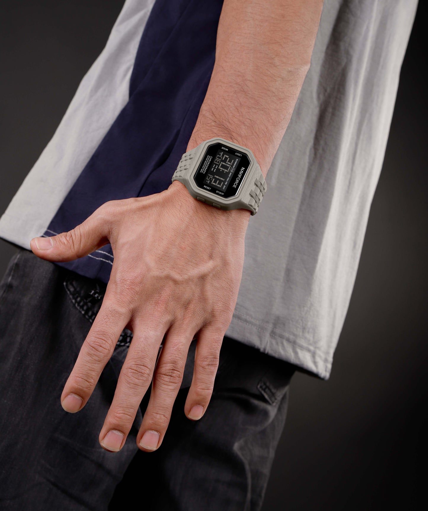 NF7116 Biege LCD Display Multifunctional Digital Watch