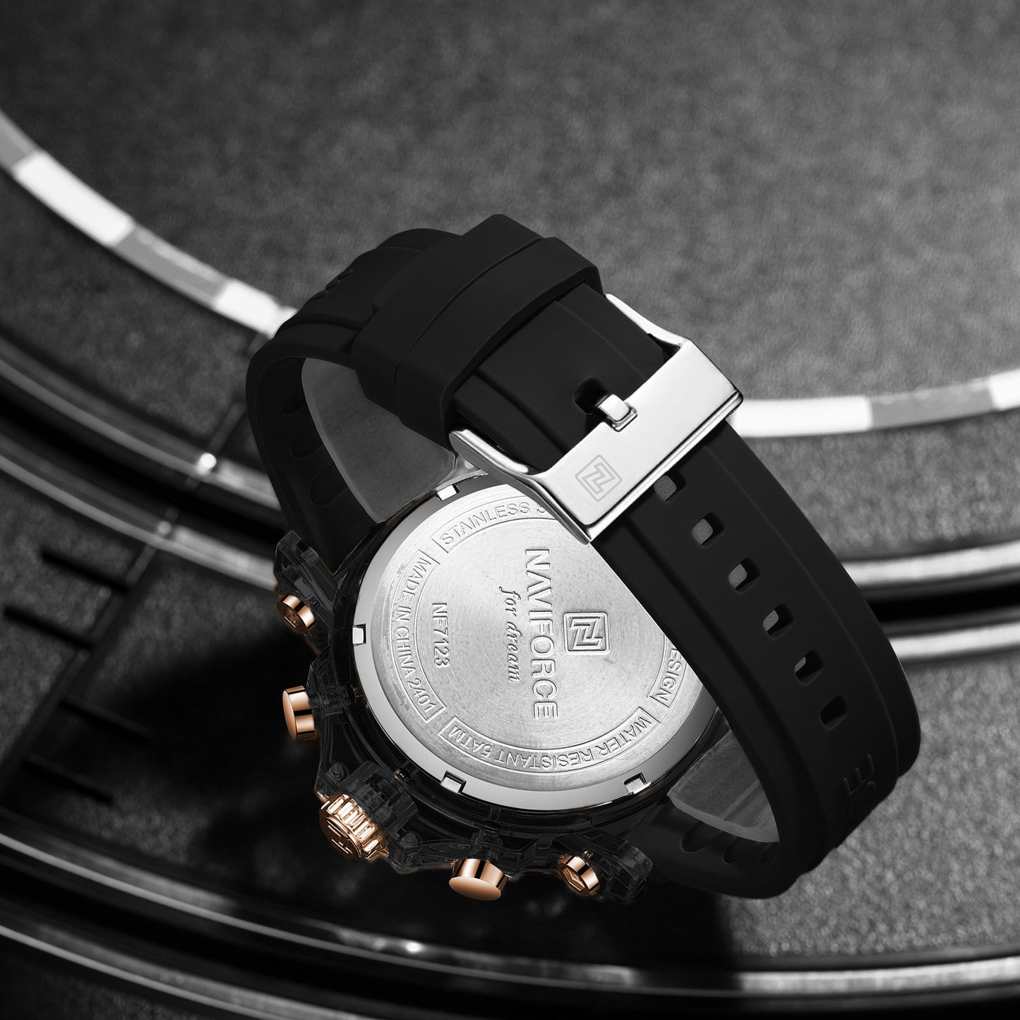 NF7123 Black with Yellow Chronograph dial Analog Watch