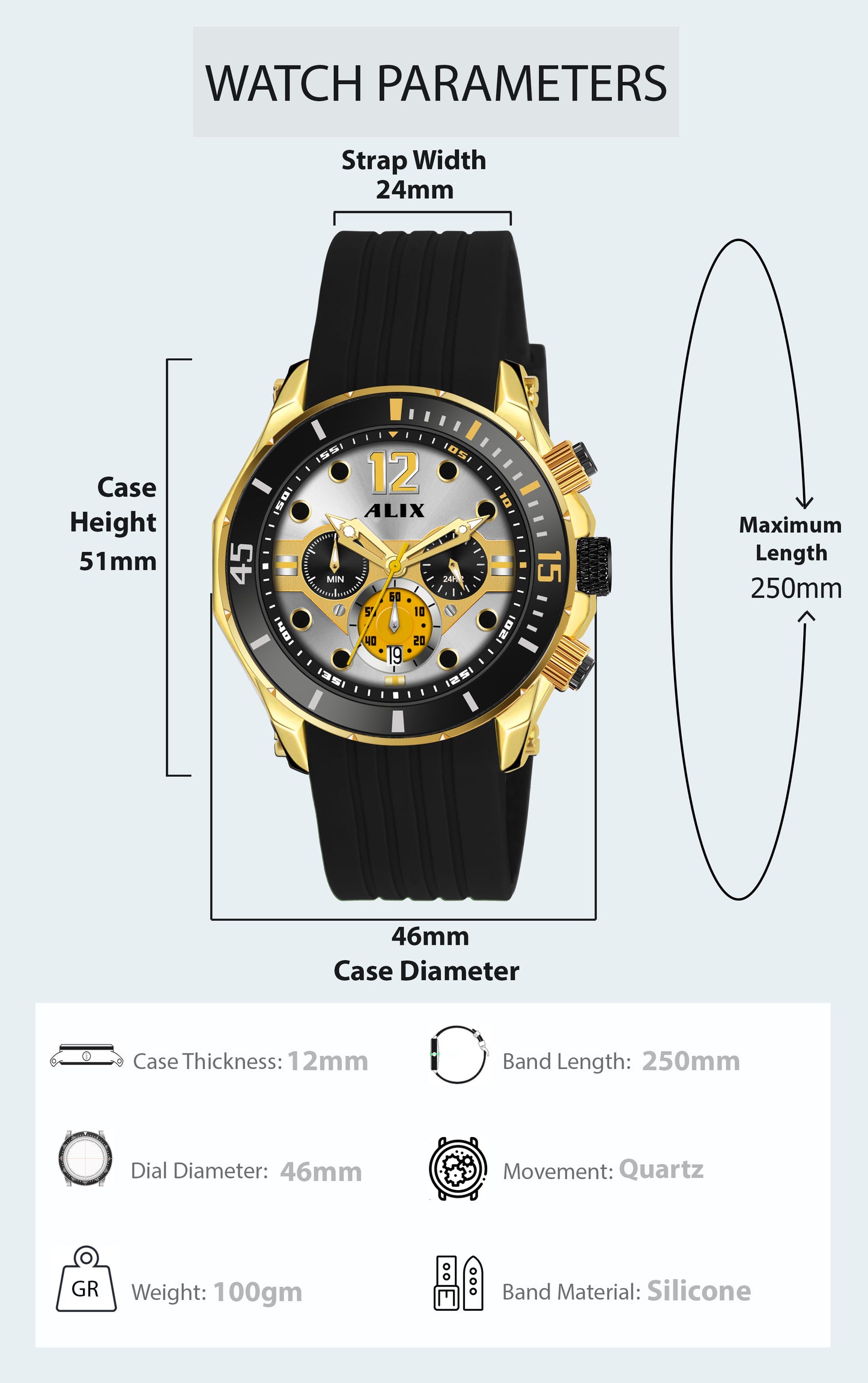 AL3015T Gold Stylish chronograph dial Analog Watch