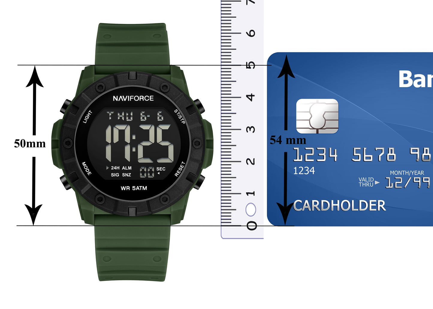 NF7110 Green LCD Display Trendy Silicone Digital Watch