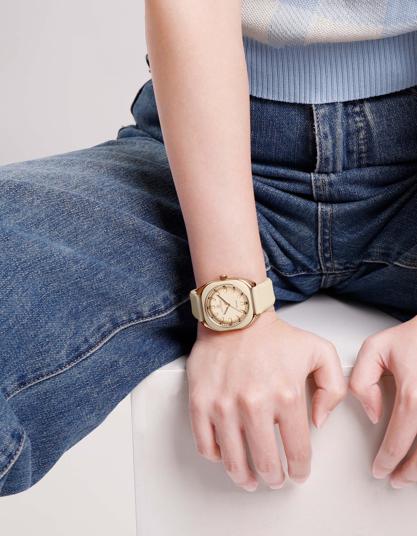 NF5061 Biege silicone strap Analog Watch