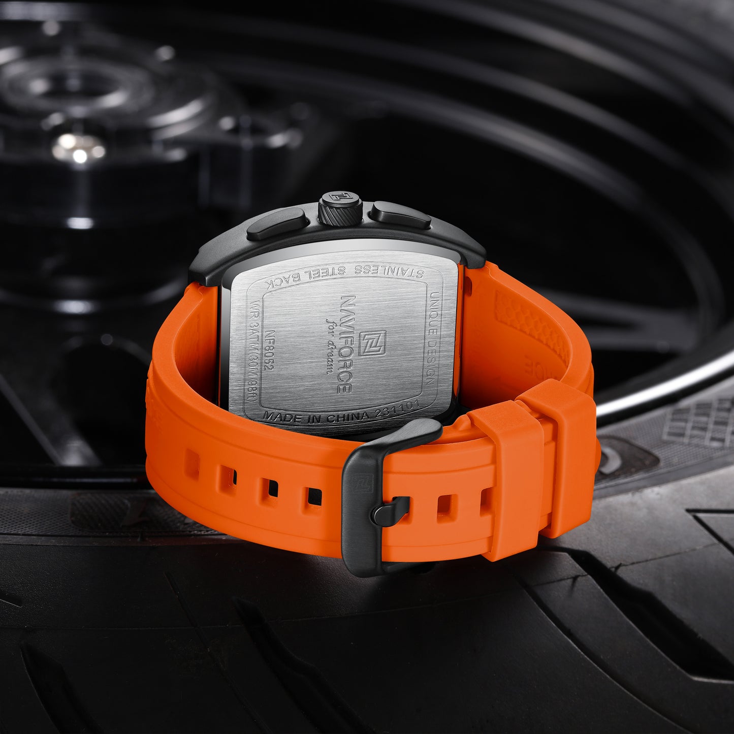 NF8052 Orange Black Chronograph watch for men - NAVIFORCE