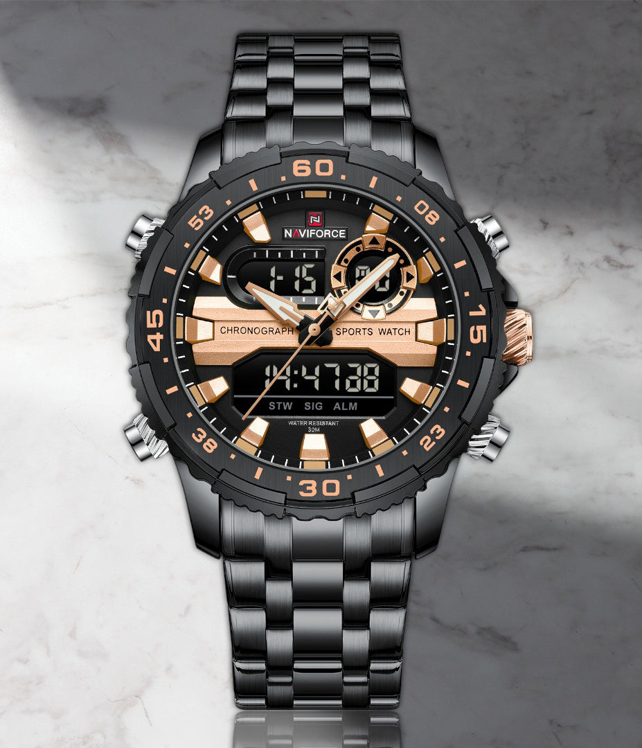 Naviforce NF9234 Versatile design Black-Rosegold Analog-Digital Watch