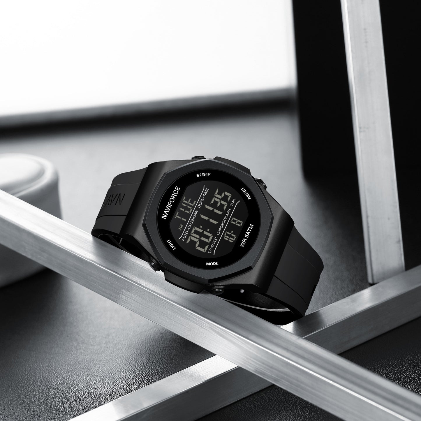 NF7117 Black Silicon Strap Digital Watch