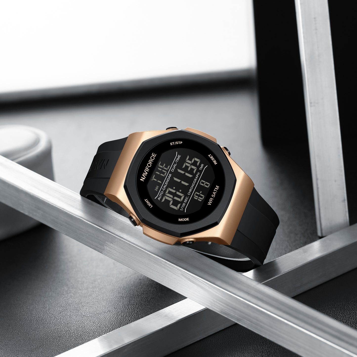 NF7117 Black Silicon Strap Digital Watch