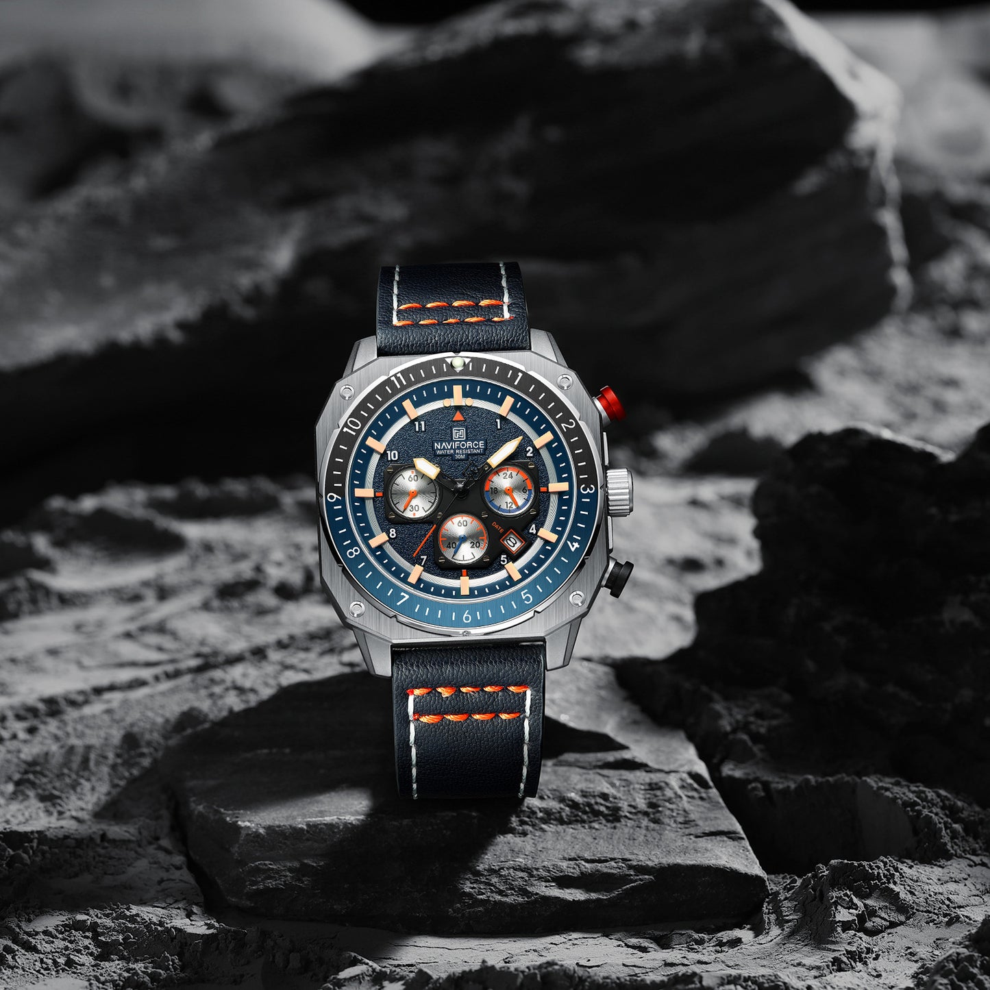 Naviforce NF8057 Blue Leather Strap Analog Watch