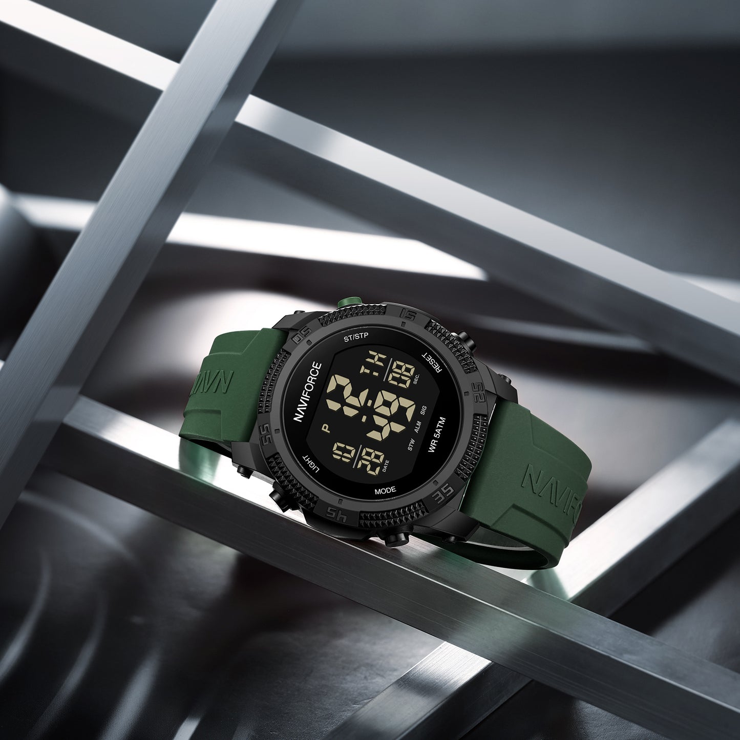 NF7104 Green Silicon Strap Digital Watch