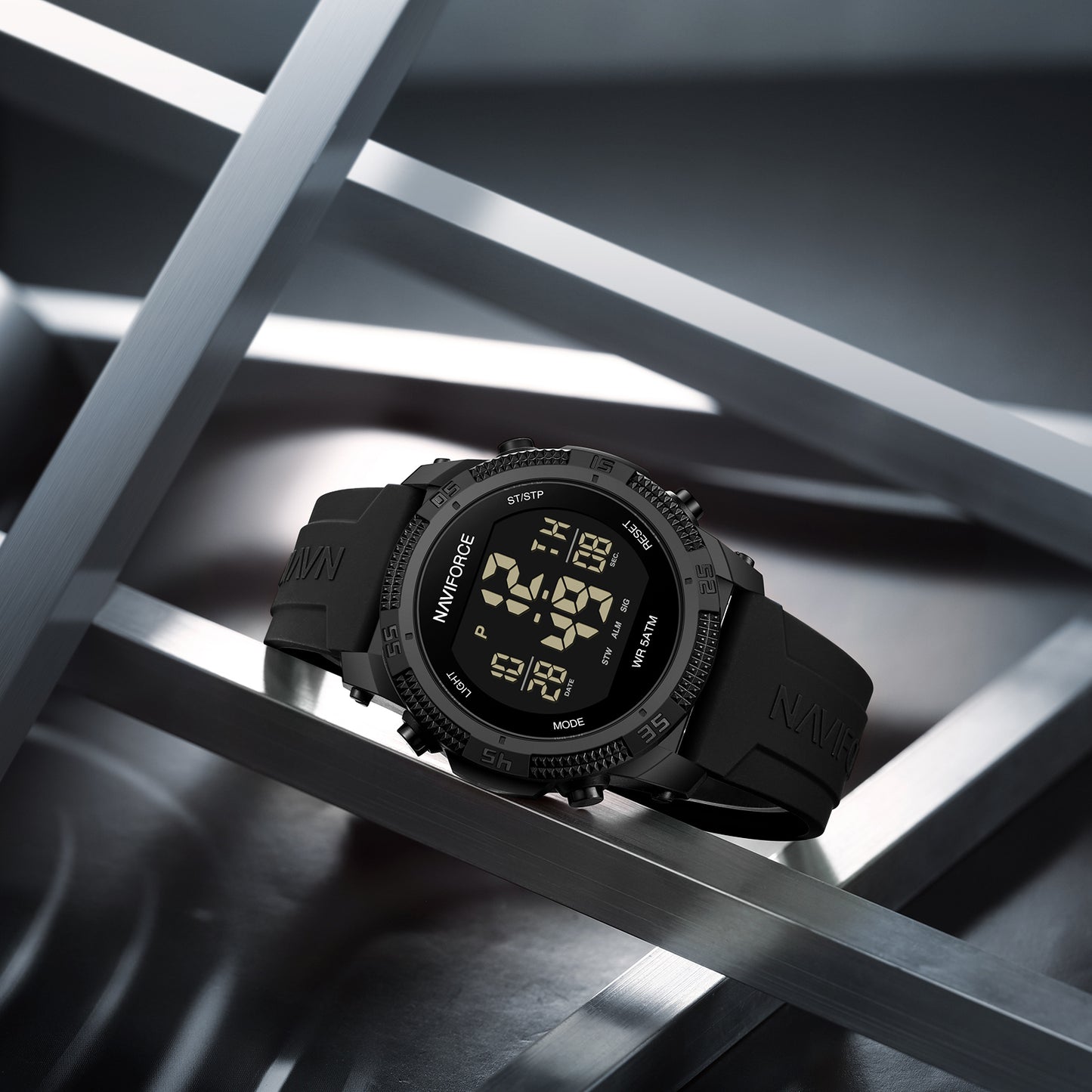 NF7104 Black Silicon Strap Digital Watch