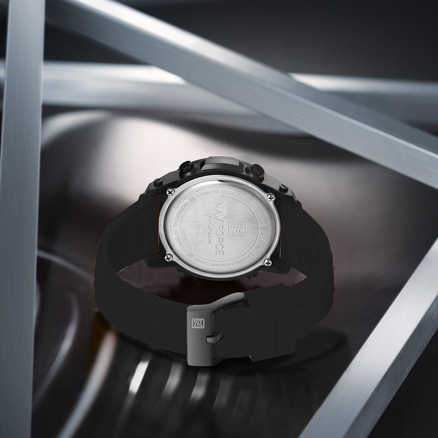 NF7104 Black Silicon Strap Digital Watch