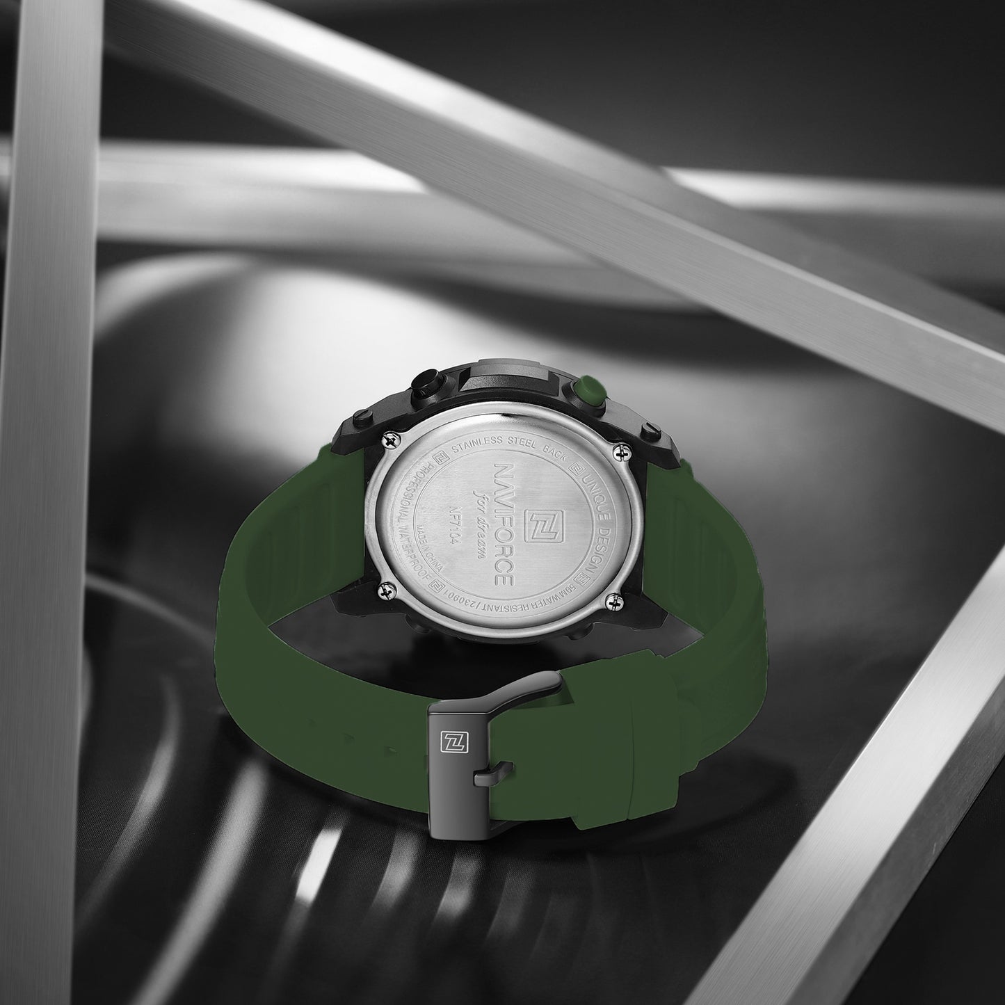 NF7104 Green Silicon Strap Digital Watch