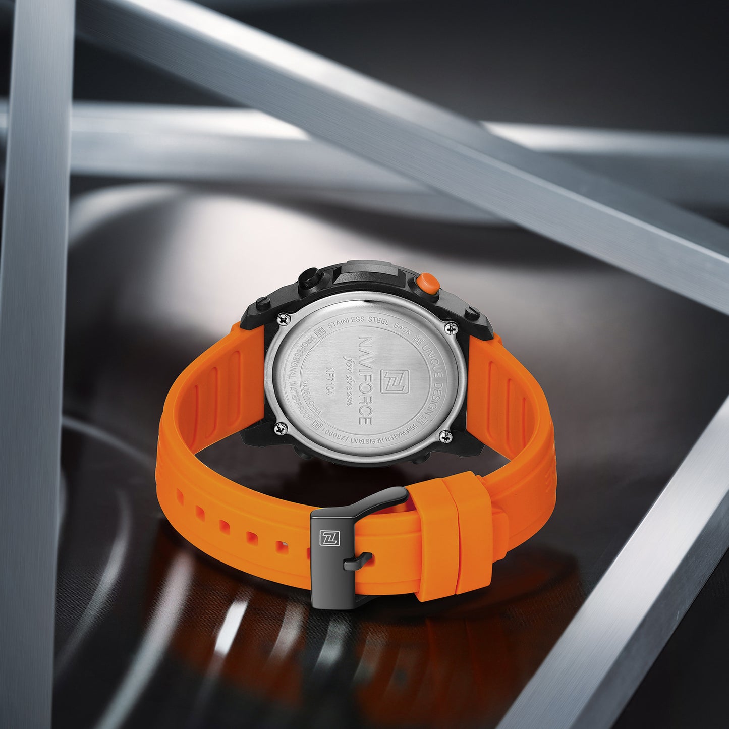 NF7104 Orange Silicon Strap Digital Watch