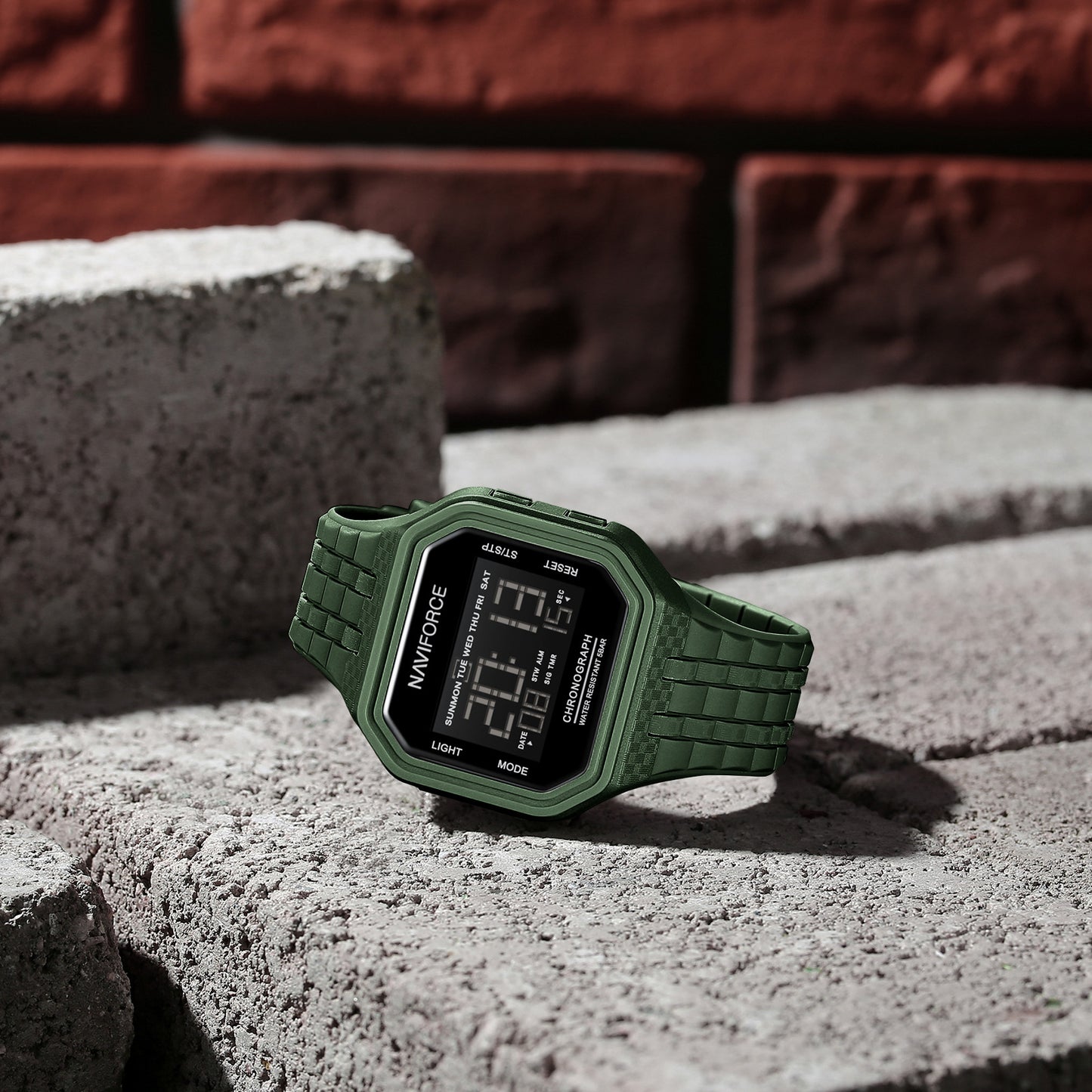 NF7116 Green LCD Display Multifunctional Digital Watch