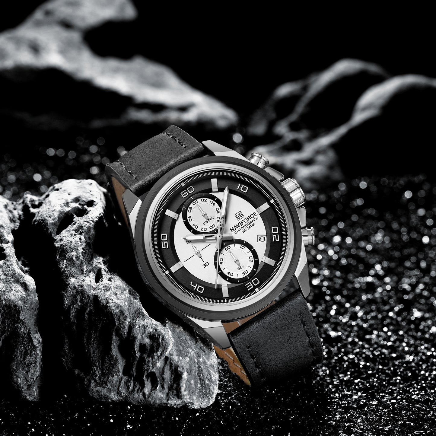 Naviforce NF8075 Silver-Black Military Style Men’s Analog Watch