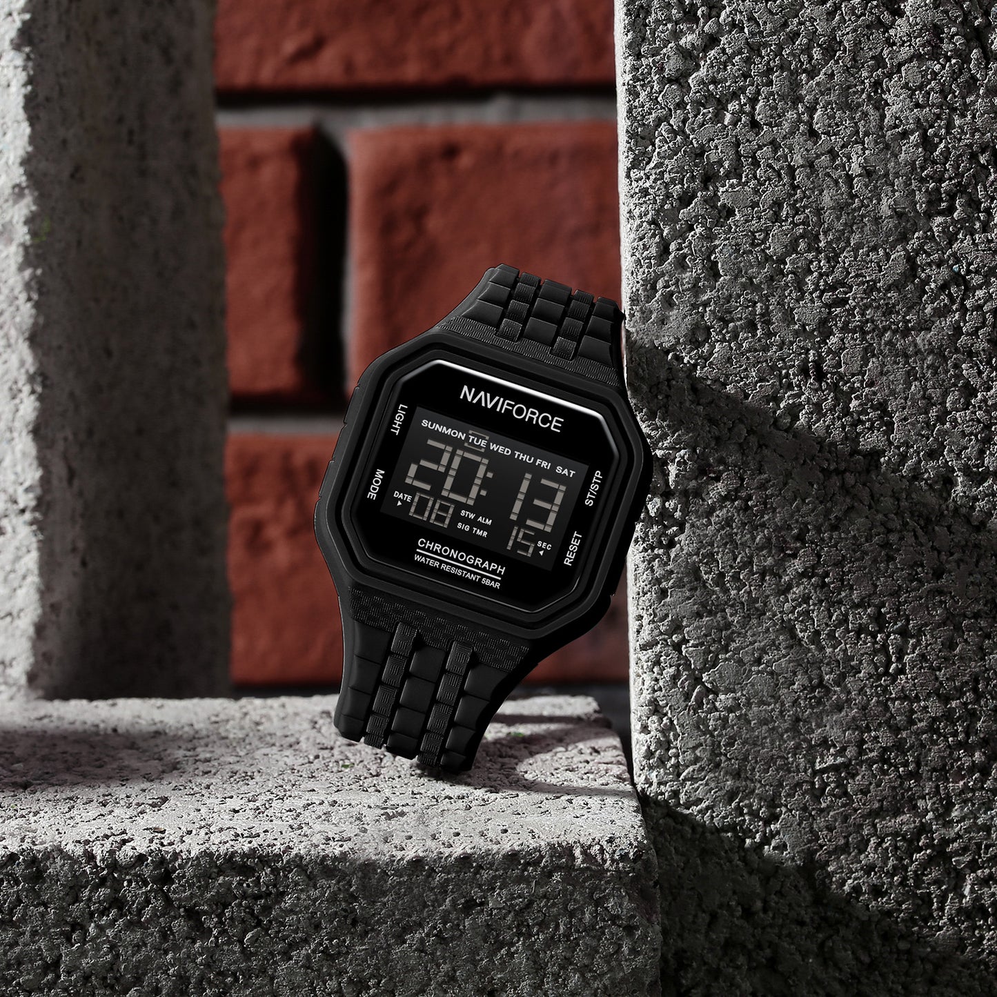 NF7116 Black LCD Display Multifunctional Digital Watch