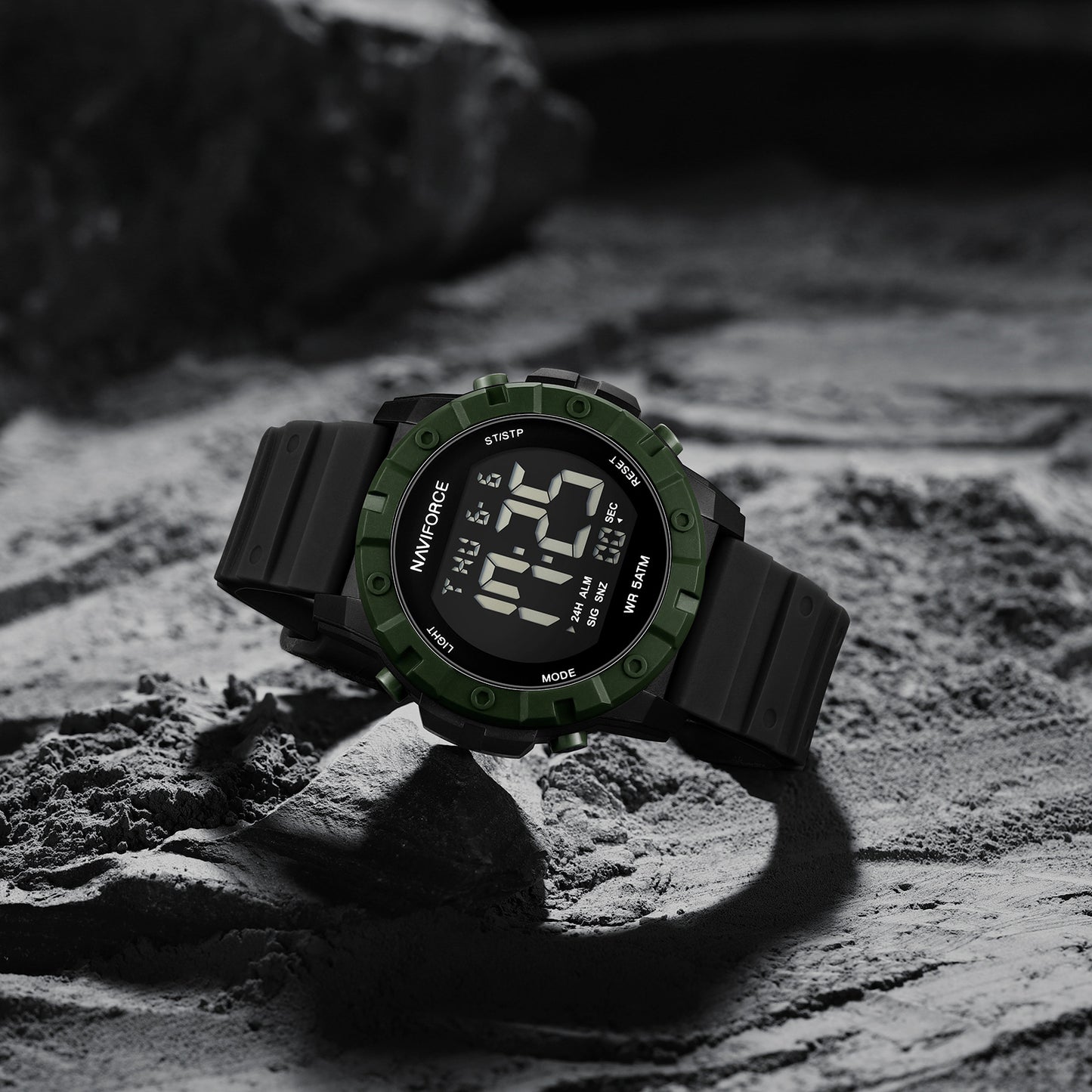 NF7110 Black LCD Display Trendy Silicone Digital Watch