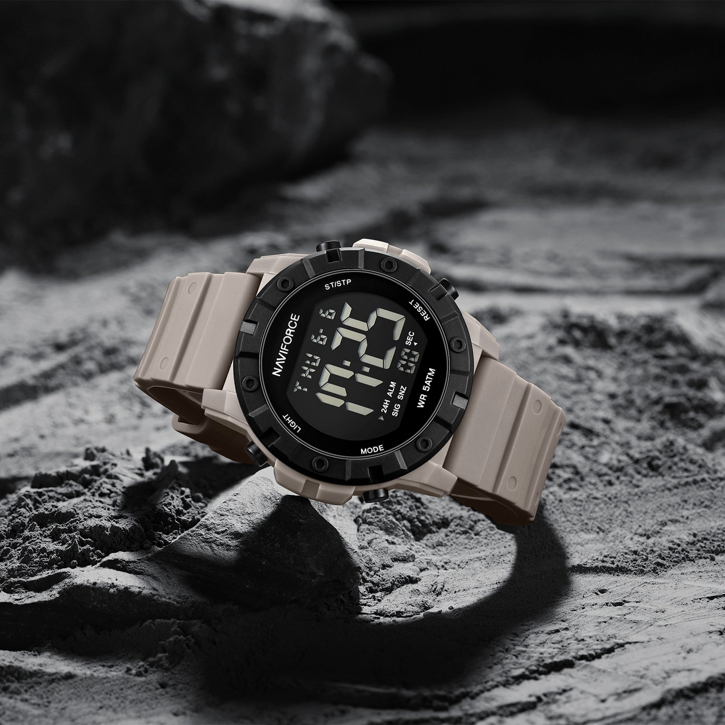 NF7110 Biege LCD Display Trendy Silicone Digital Watch