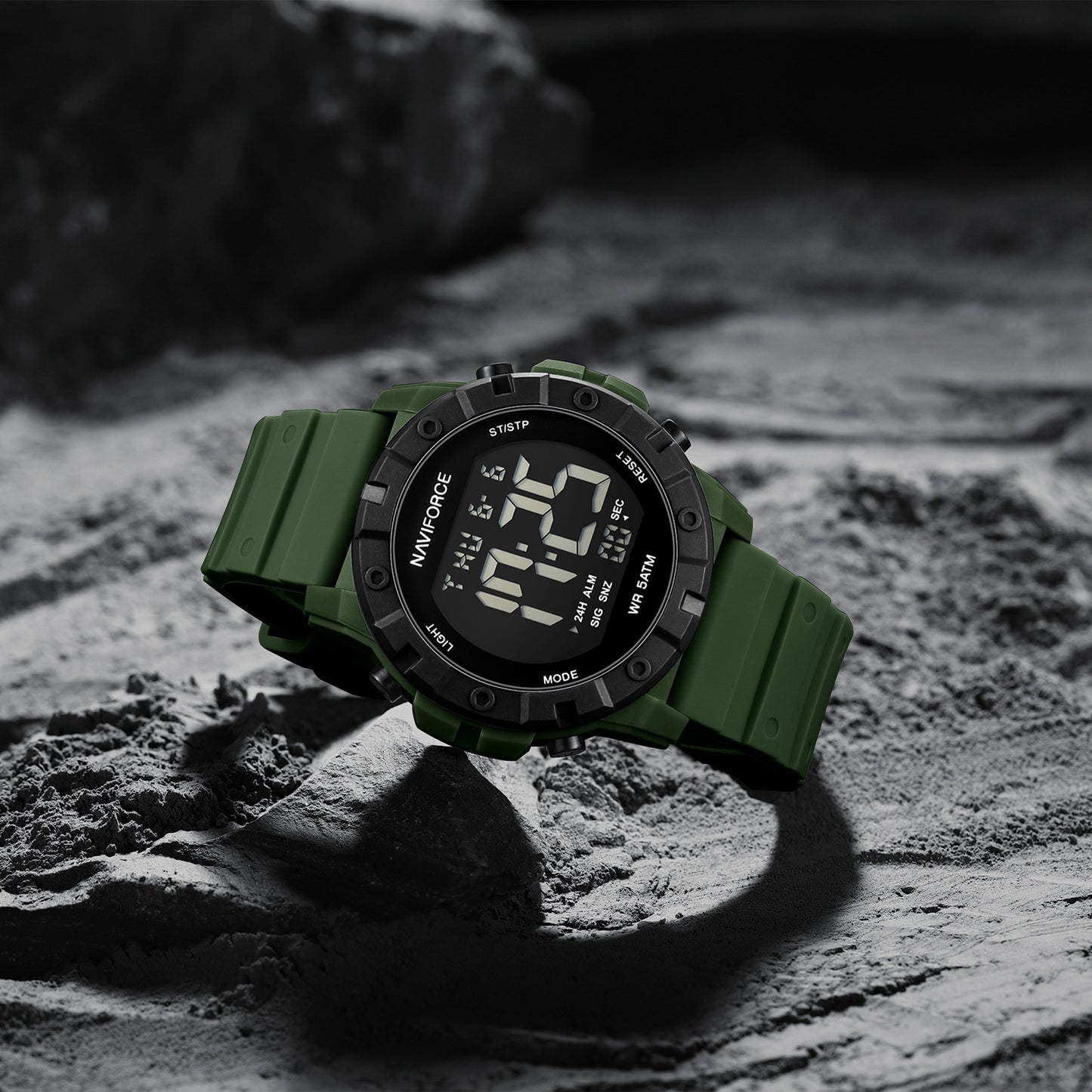 NF7110 Green LCD Display Trendy Silicone Digital Watch