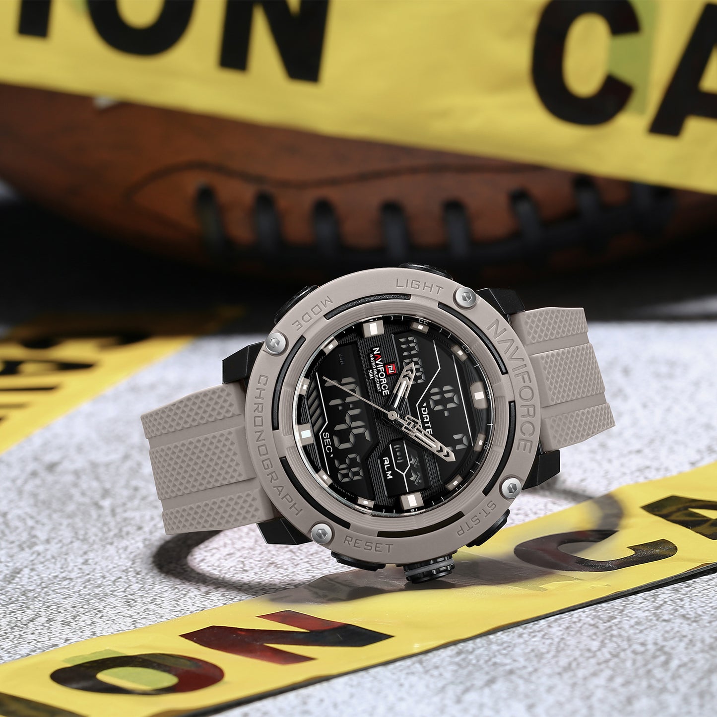 NF7114 Grey Dial Luminous night vision display Analog-Digital Watch