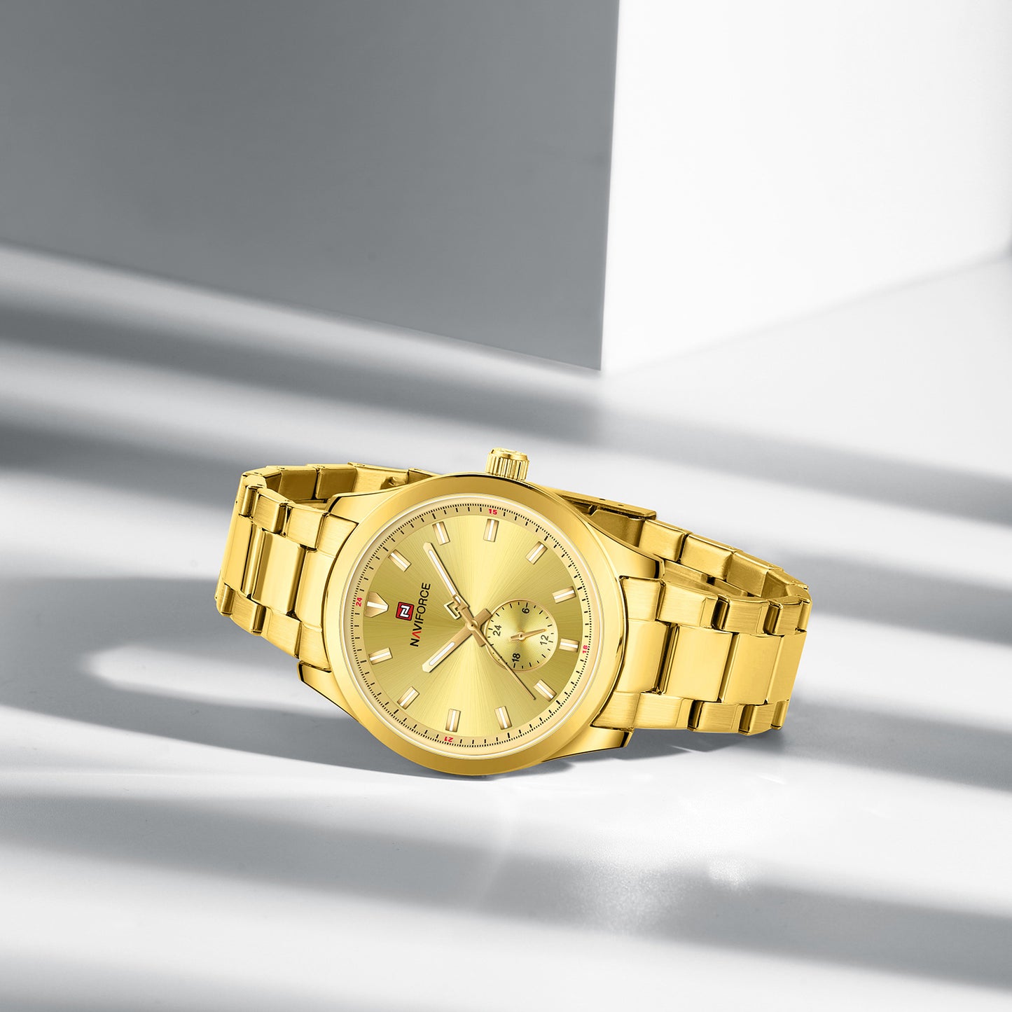 Naviforce NF9231 Gold Dial Classic Modern Looking Analog Watch