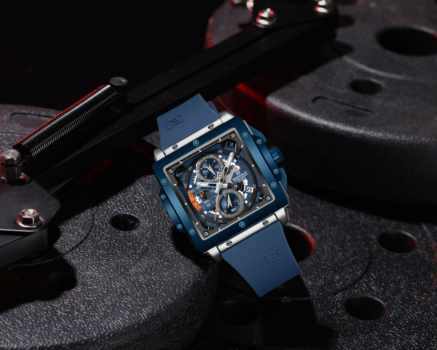 Naviforce NF8064 Elegant Square Silver-Blue dial Analog watch