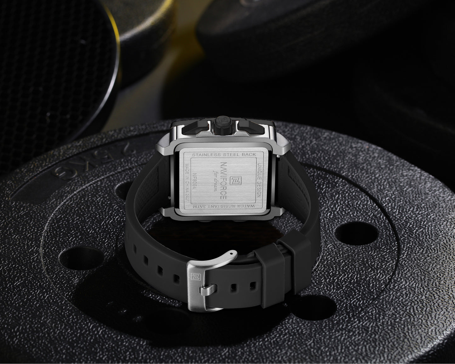 Naviforce NF8064 Elegant Square Silver-Black dial Analog watch