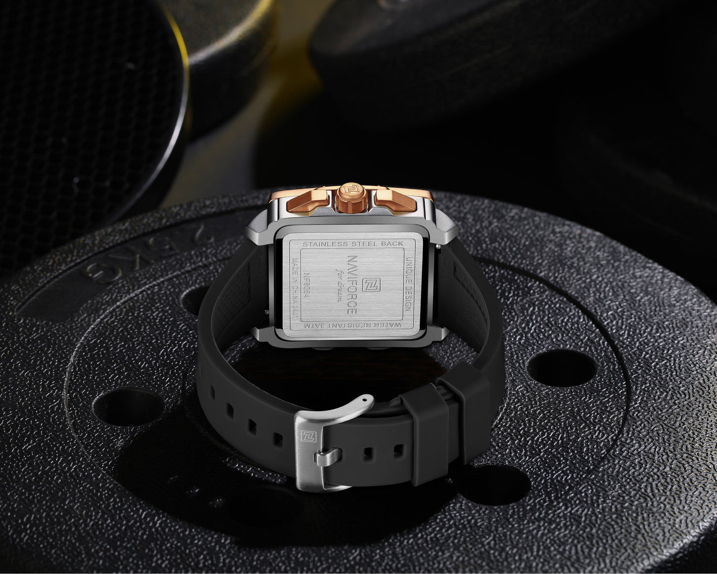 Naviforce NF8064 Elegant Square Silver-Black dial Analog watch