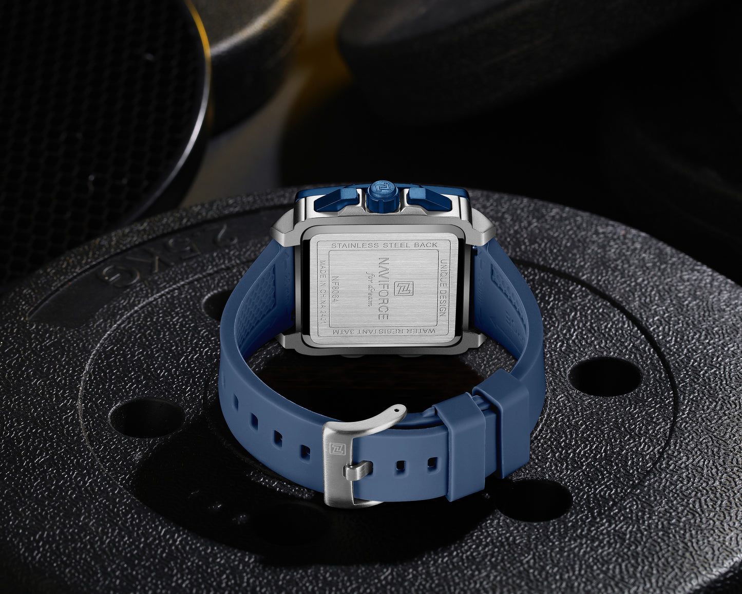 Naviforce NF8064 Elegant Square Silver-Blue dial Analog watch