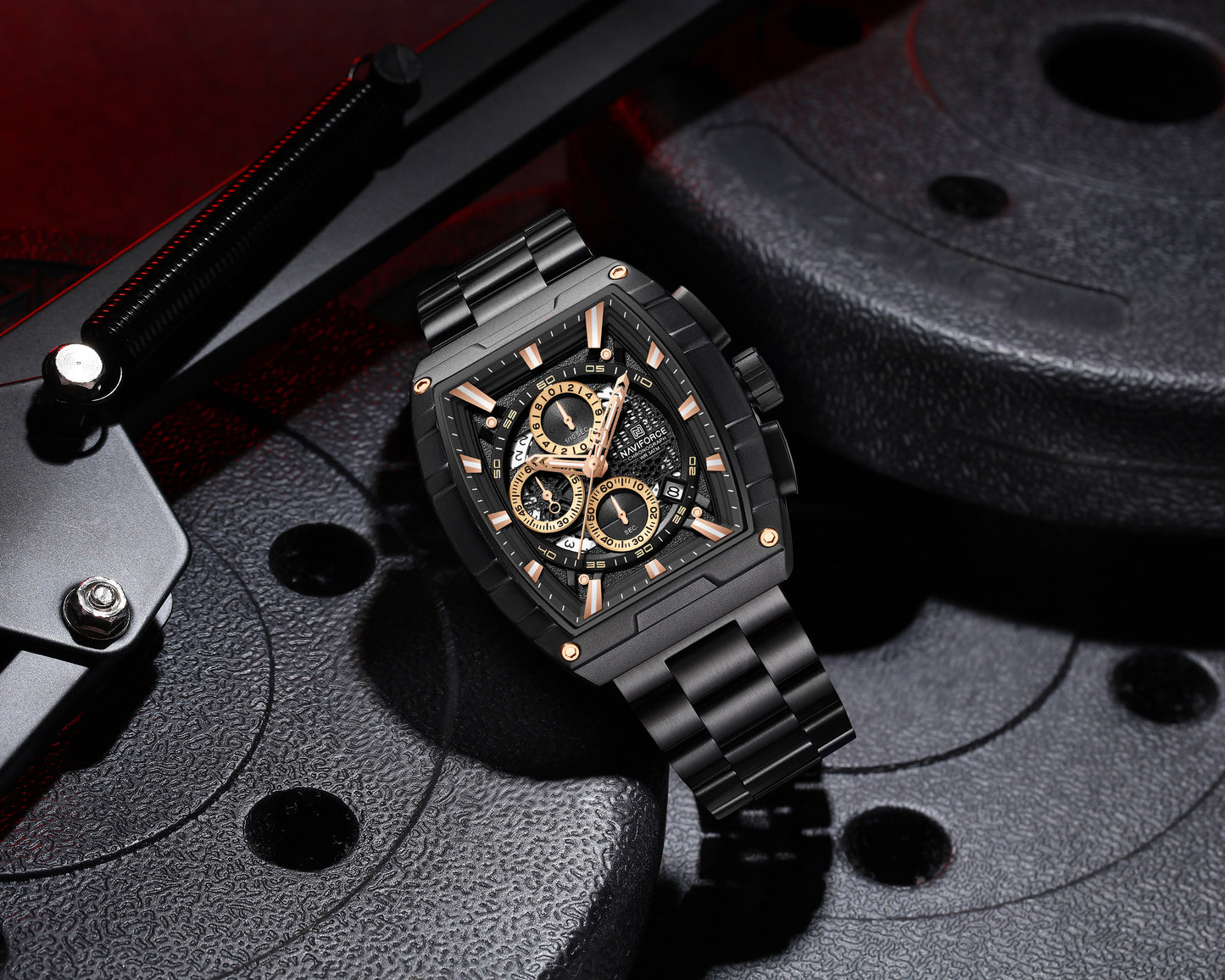 Naviforce NF8066 Rose Gold Cronograph Dial Analog Watch