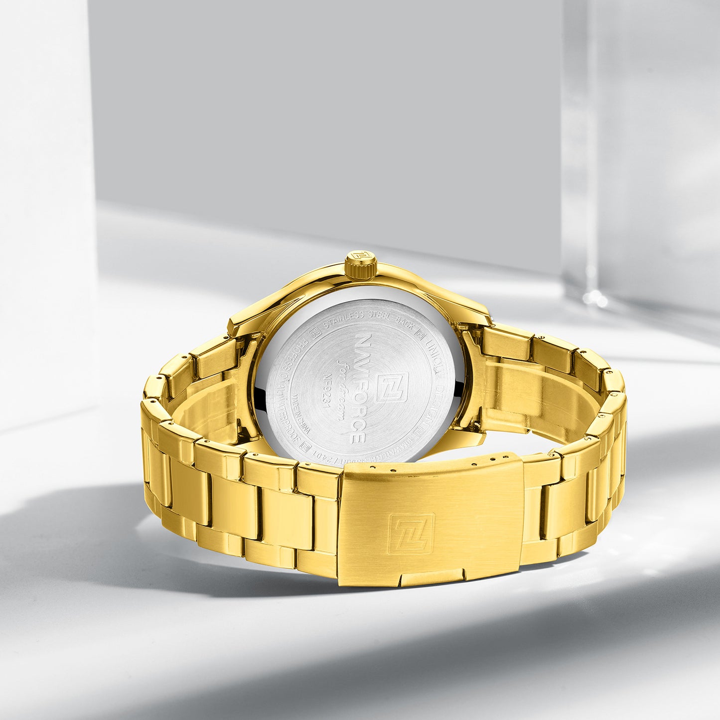Naviforce NF9231 Gold Dial Classic Modern Looking Analog Watch