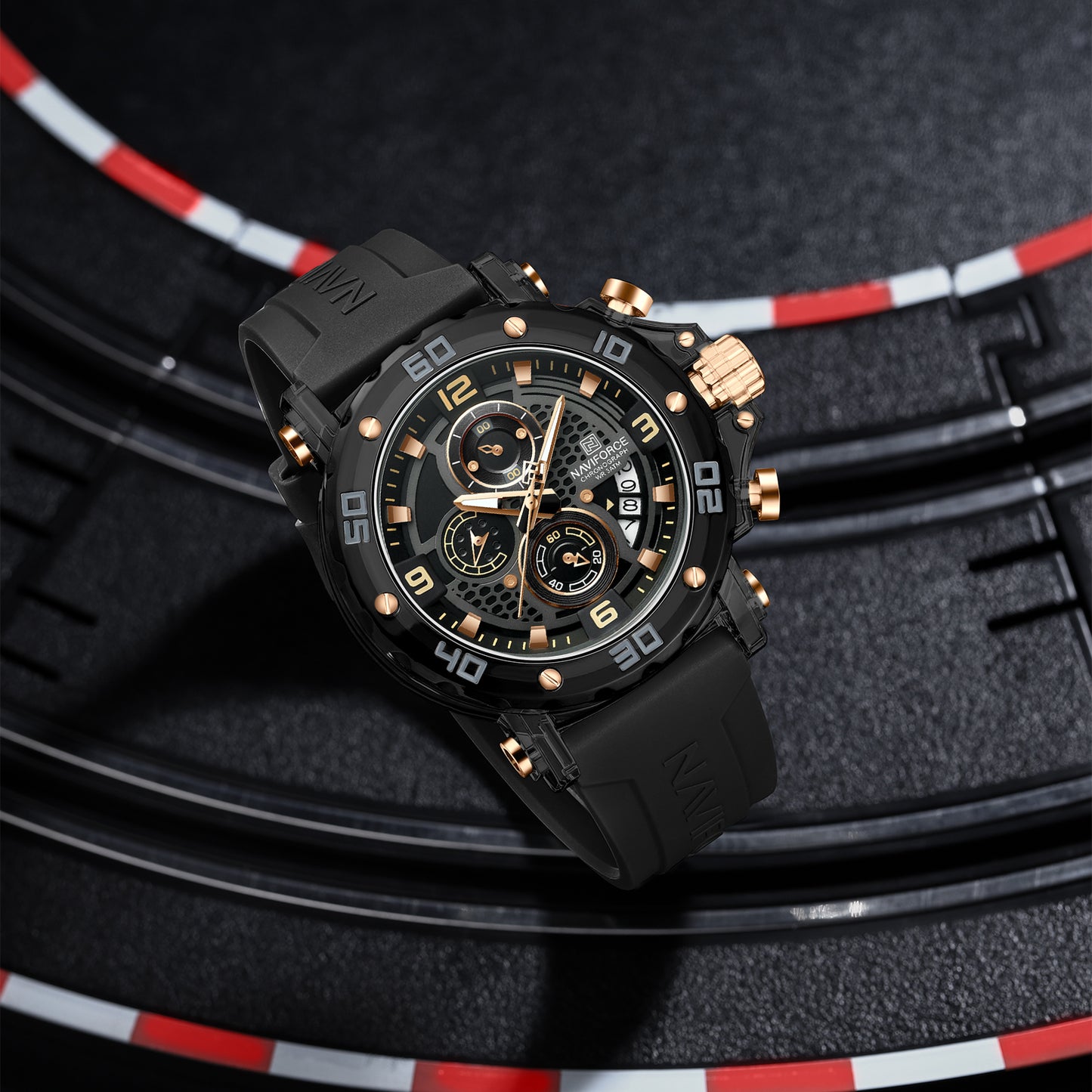 NF7123 Black with Yellow Chronograph dial Analog Watch