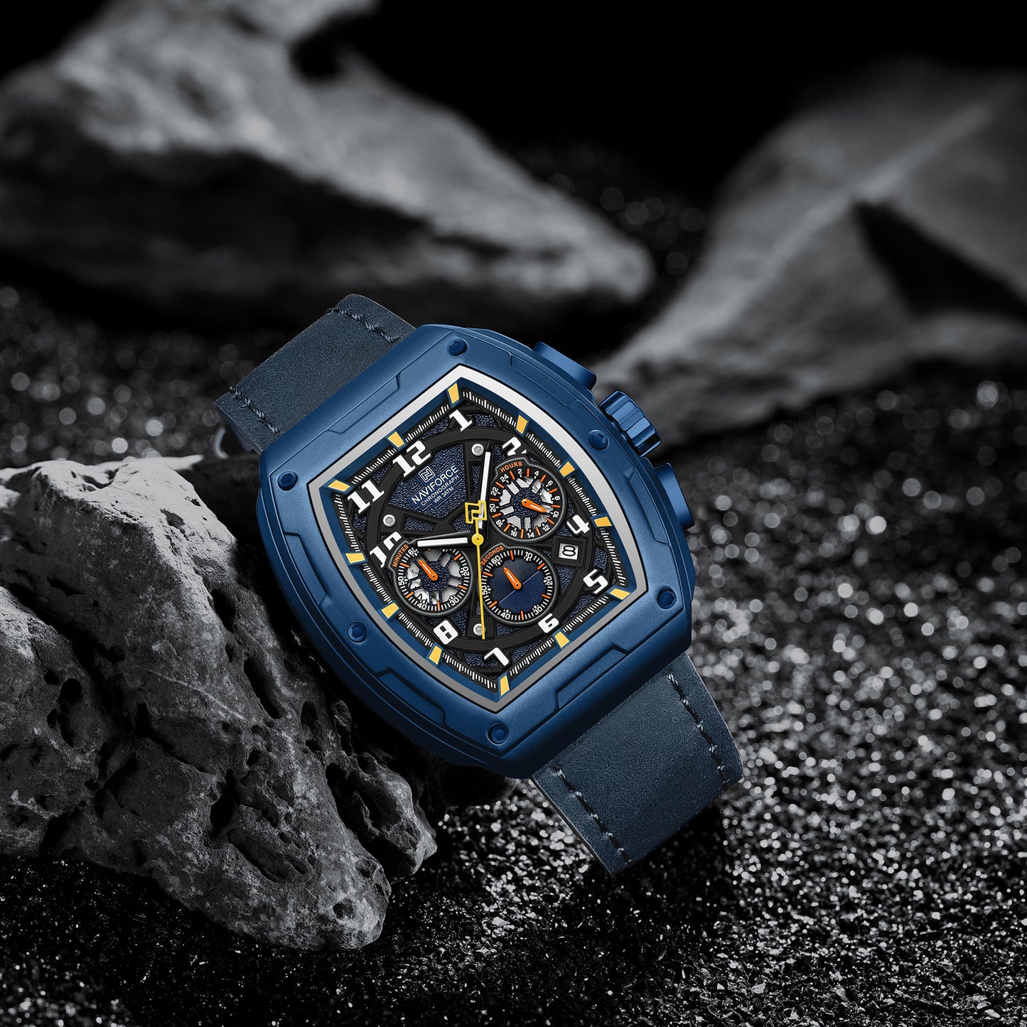 Naviforce NF8053 Blue genuine leather strap Analog Watch