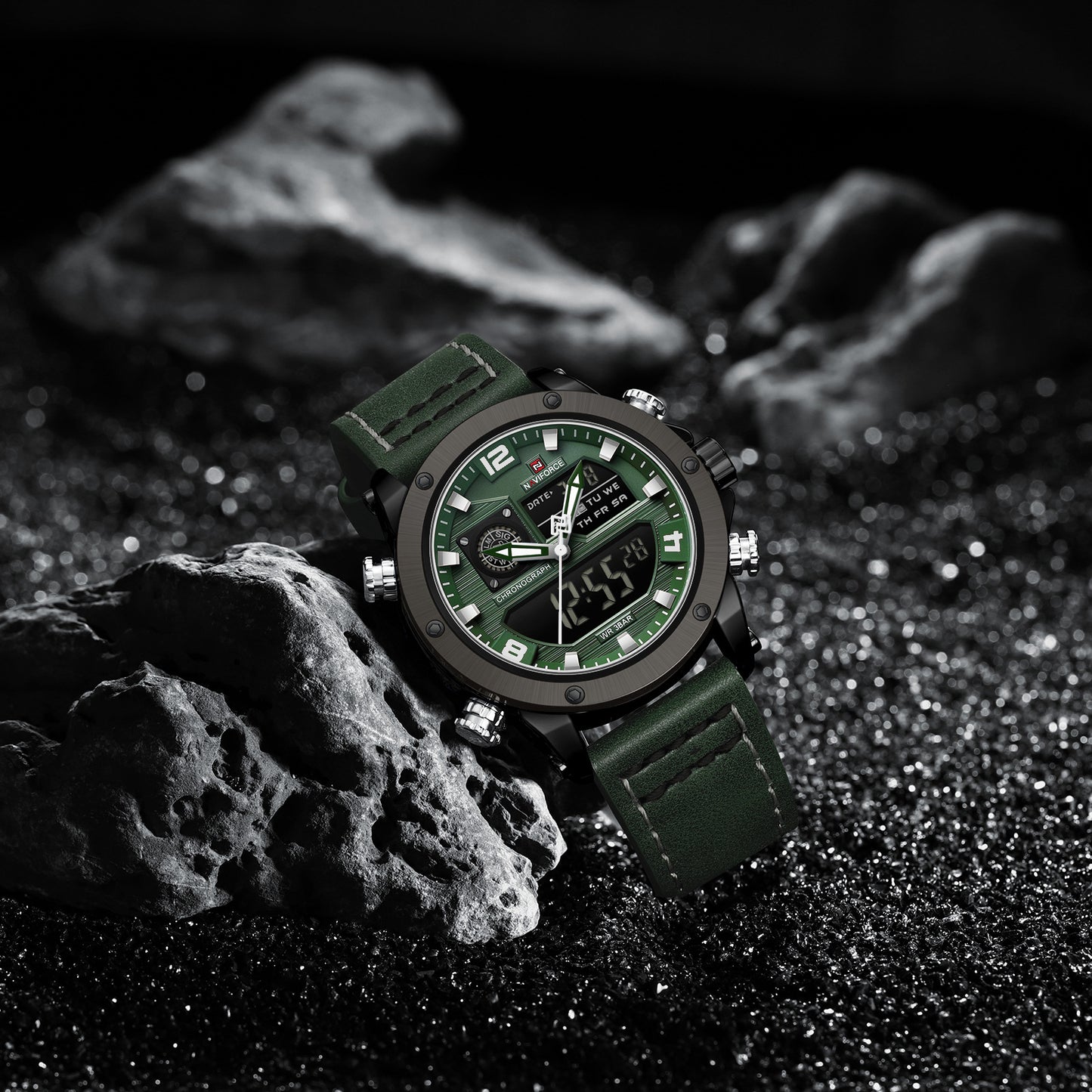 Naviforce NF9236 Green Strap Military Style Analog-Digital Watch