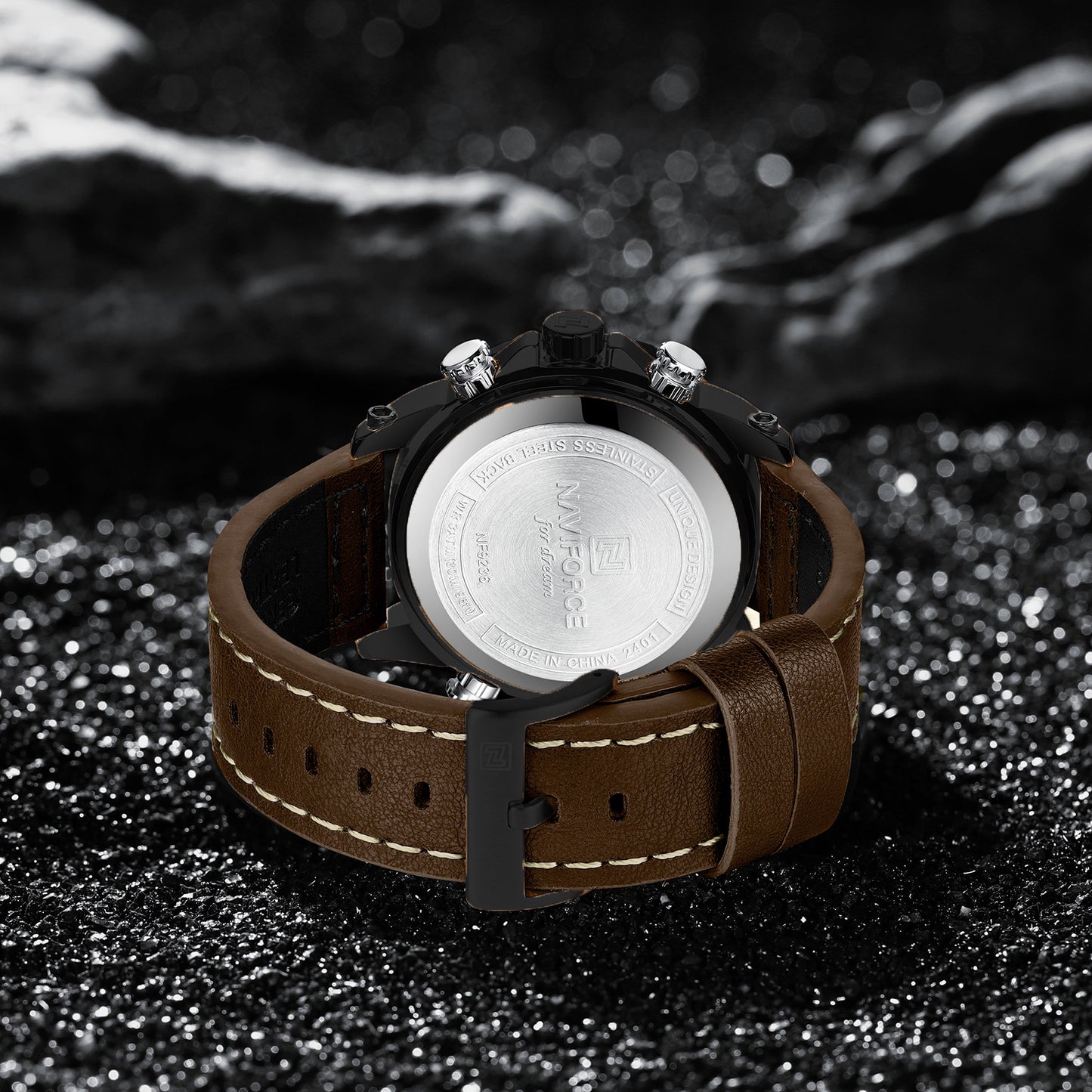 Naviforce NF9236 brown Strap Military Style Analog-Digital Watch