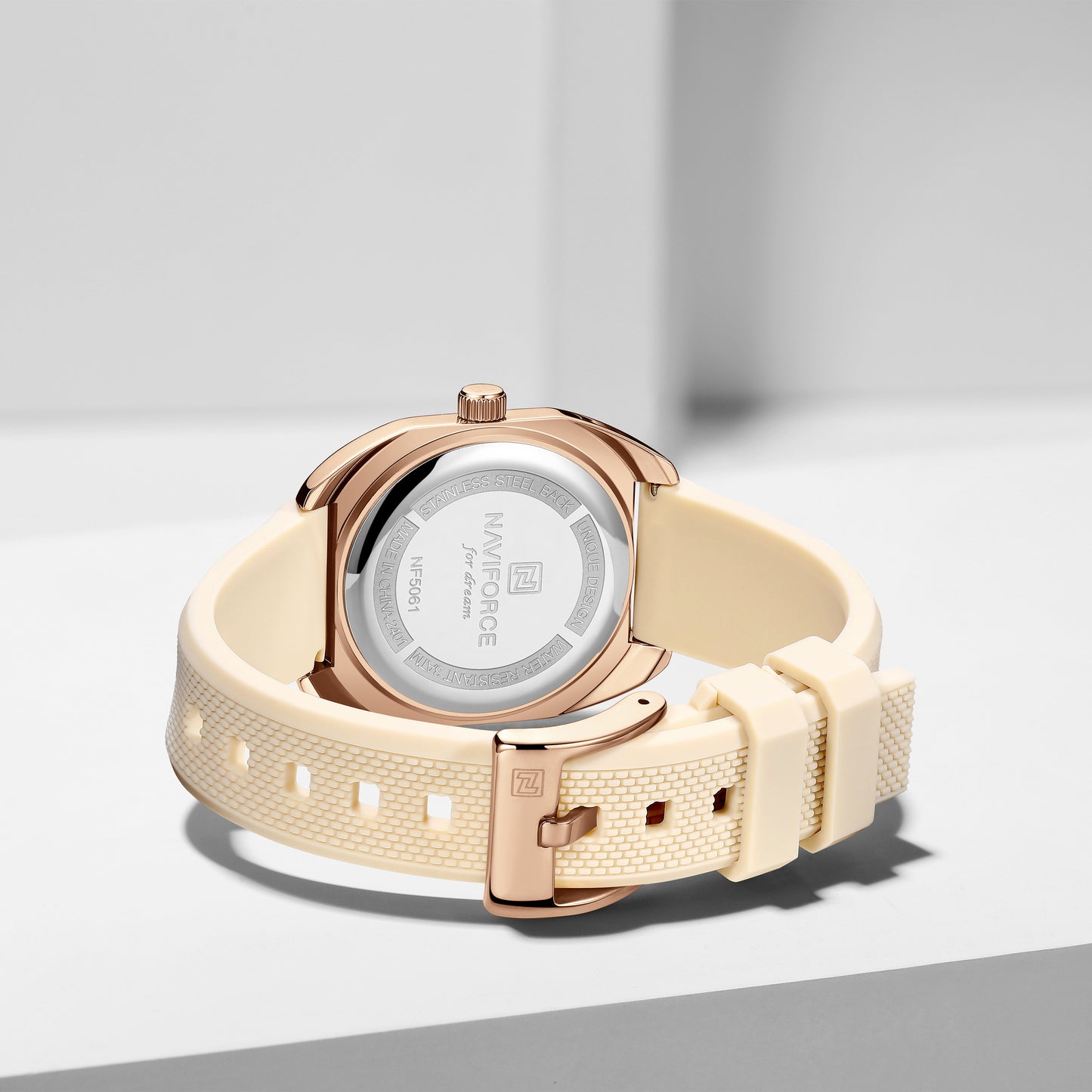 NF5061 Biege silicone strap Analog Watch