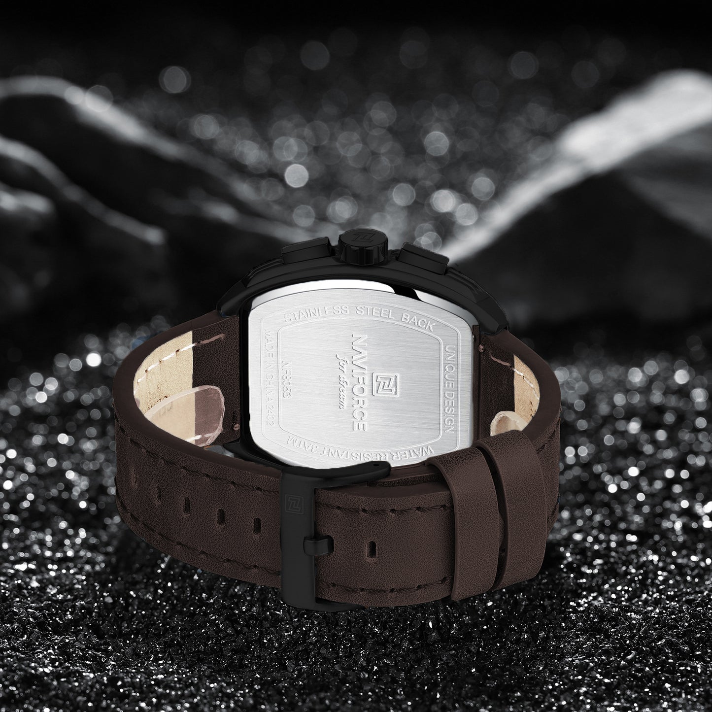 Naviforce NF8053 Brown genuine leather strap Analog Watch