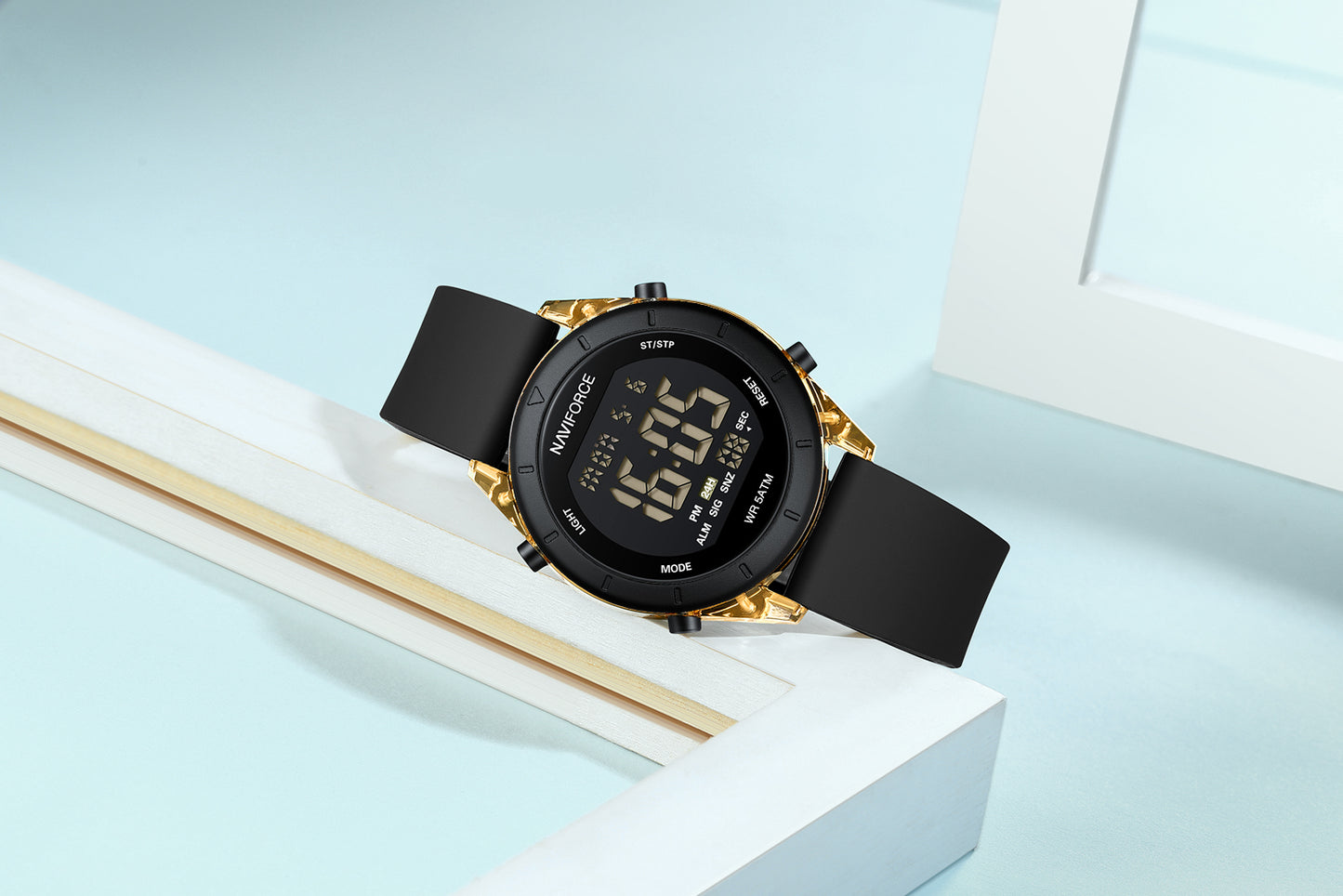 NF7108 Black round dial LCD display sports Digital Watch