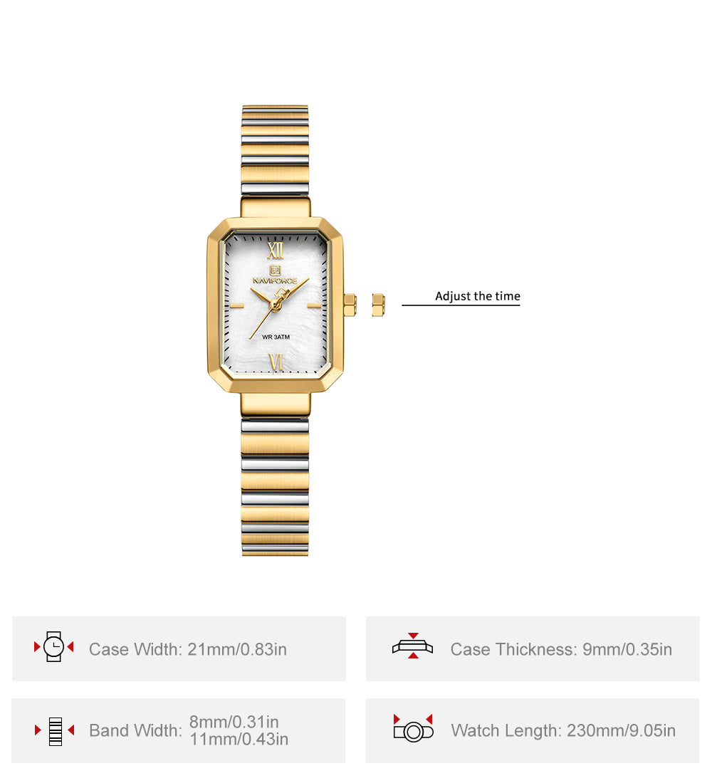NF5050 White Dial With gold Stainless Steel Strap Analog Watch