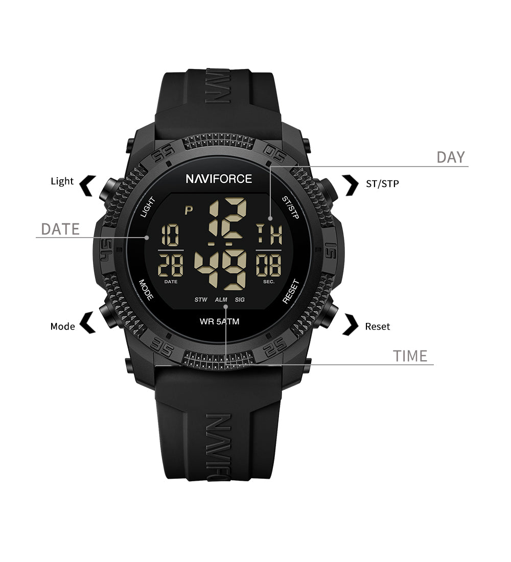 NF7104 Black Silicon Strap Digital Watch