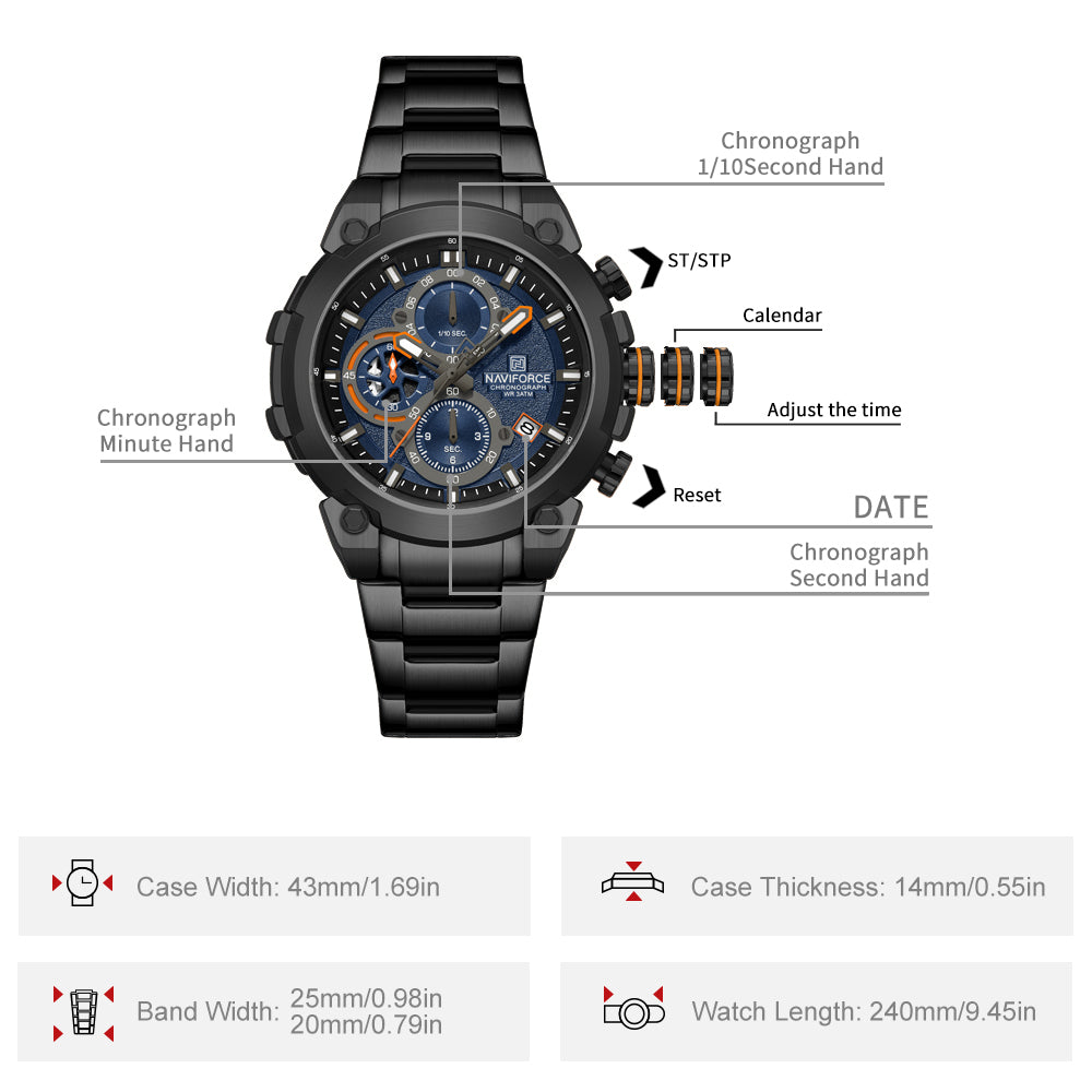 Naviforce NF8071 Blue choronograph dial Analog Watch