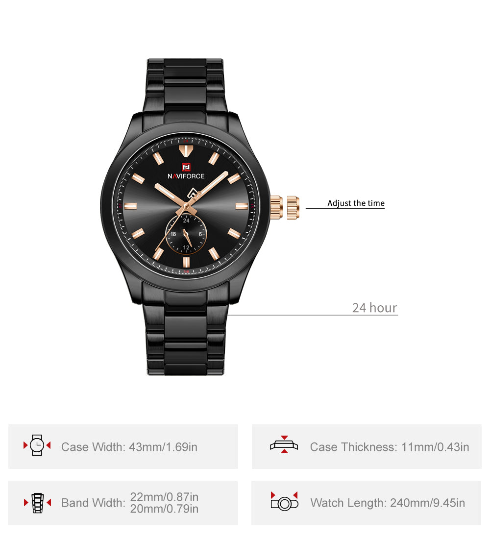 Naviforce NF9231 Black Dial Classic Modern Looking Analog Watch