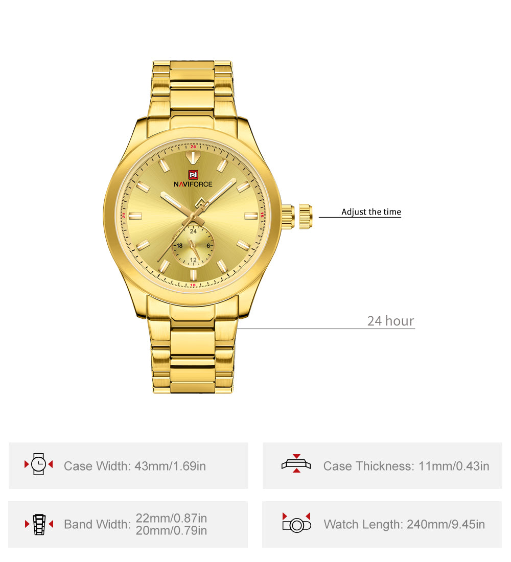 Naviforce NF9231 Gold Dial Classic Modern Looking Analog Watch