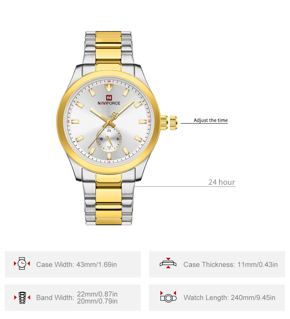 Naviforce NF9231 White Dial Classic Modern Looking Analog Watch