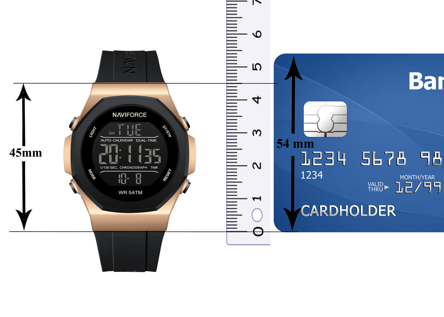 NF7117 Black Silicon Strap Digital Watch